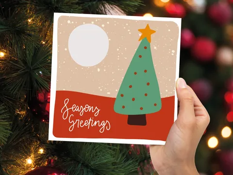 Christmas Tree Card – Orange and Green - View 5