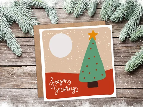 Christmas Tree Card – Orange and Green - View 6
