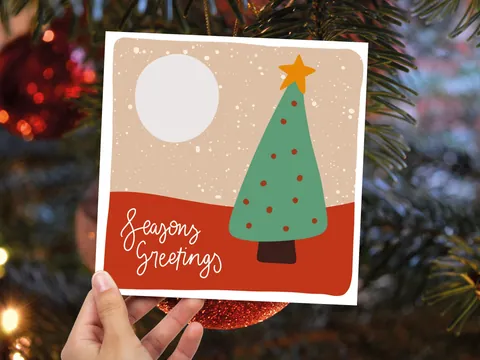 Christmas Tree Card – Orange and Green - View 3