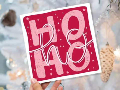 Ho Ho Ho Christmas Lettering Card