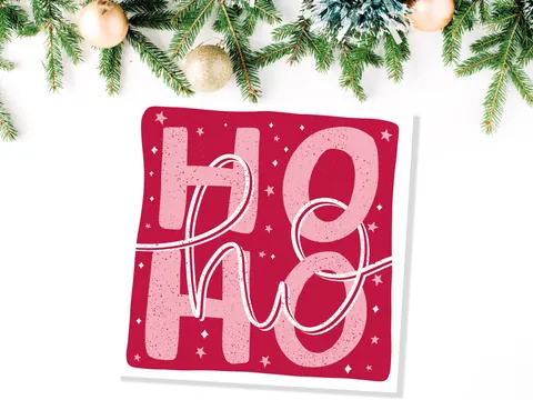 Ho Ho Ho Christmas Lettering Card - View 4