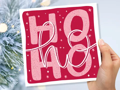 Ho Ho Ho Christmas Lettering Card - View 3