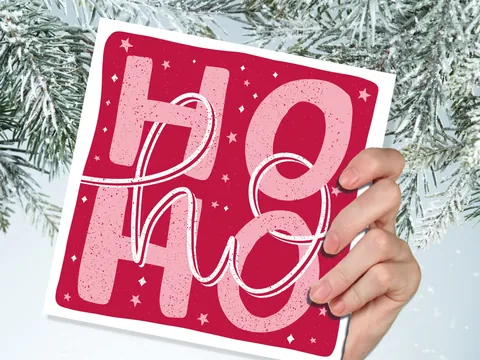 Ho Ho Ho Christmas Lettering Card - View 5