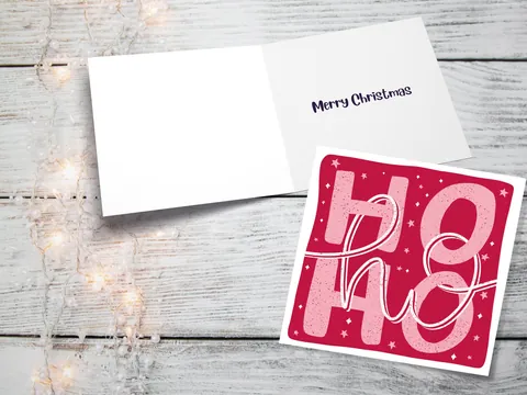 Ho Ho Ho Christmas Lettering Card - View 2