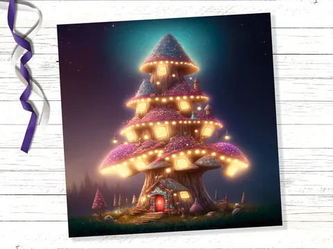 Fairytale Mushroom House Card - View 3