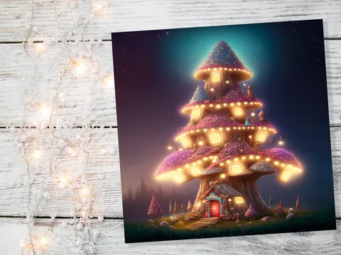 Fairytale Mushroom House Card