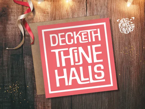 Christmas Card Quotes Funny "Decketh Thine Halls" Medieval Old English Speak Red or Green Greetings Card Friends Messages New for Xmas 2026 - View 7