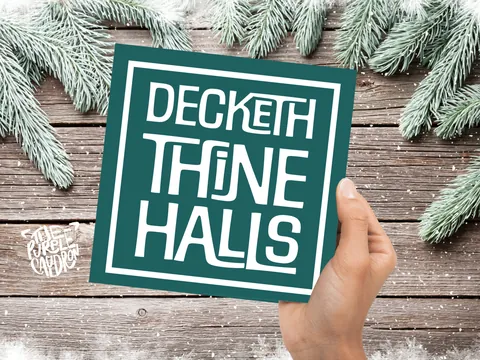 Christmas Card Quotes Funny "Decketh Thine Halls" Medieval Old English Speak Red or Green Greetings Card Friends Messages New for Xmas 2026 - View 3