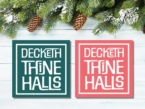 Christmas Card Quotes Funny "Decketh Thine Halls" Medieval Old English Speak Red or Green Greetings Card Friends Messages New for Xmas 2026 - View 2