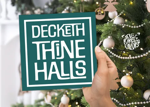 Christmas Card Quotes Funny "Decketh Thine Halls" Medieval Old English Speak Red or Green Greetings Card Friends Messages New for Xmas 2026 - View 8