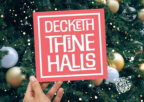 Christmas Card Quotes Funny "Decketh Thine Halls" Medieval Old English Speak Red or Green Greetings Card Friends Messages New for Xmas 2026 - View 4
