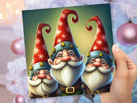 Christmas Gnomes Cards Cute Little Friendly Dwarves Red Festive Hats and White Beards Magical Gnome Elf Cards For Family Friends Xmas 2026 - View 7