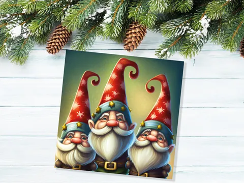 Christmas Gnomes Cards Cute Little Friendly Dwarves Red Festive Hats and White Beards Magical Gnome Elf Cards For Family Friends Xmas 2026 - View 4