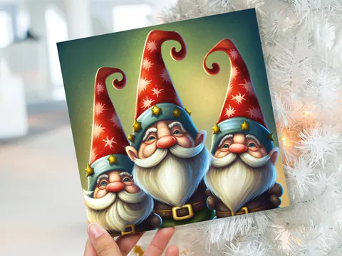 Christmas Gnomes Cards Cute Little Friendly Dwarves Red Festive Hats and White Beards Magical Gnome Elf Cards For Family Friends Xmas 2026 - View 9