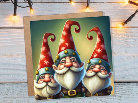 Christmas Gnomes Cards Cute Little Friendly Dwarves Red Festive Hats and White Beards Magical Gnome Elf Cards For Family Friends Xmas 2026