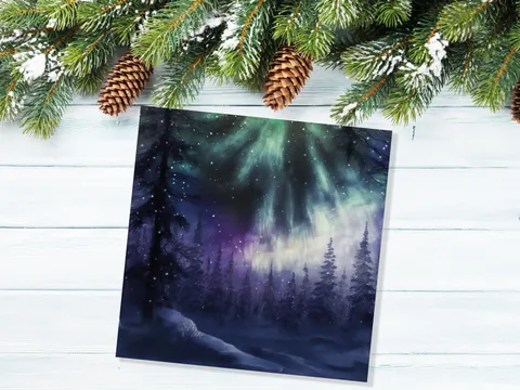 Northern Lights Christmas Card – Magical Forest - View 5