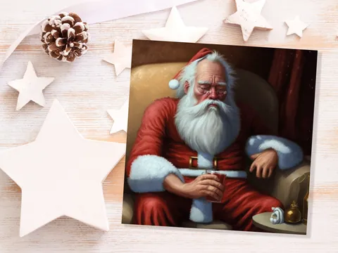 Drunk Santa Card – Passed Out with Beer - View 2
