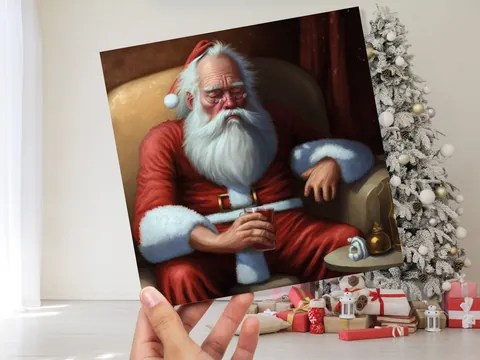 Drunk Santa Card – Passed Out with Beer - View 4
