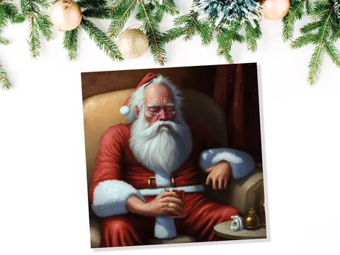 Drunk Santa Card – Passed Out with Beer - View 3