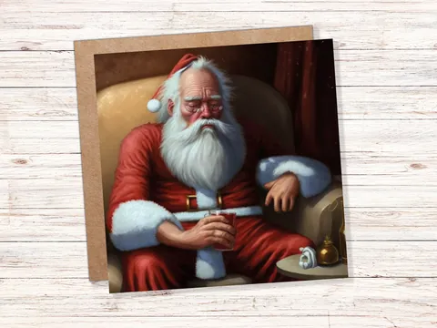 Drunk Santa Card – Passed Out with Beer - View 9