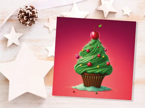 Cupcake Christmas Card – Red Sprinkles - View 9