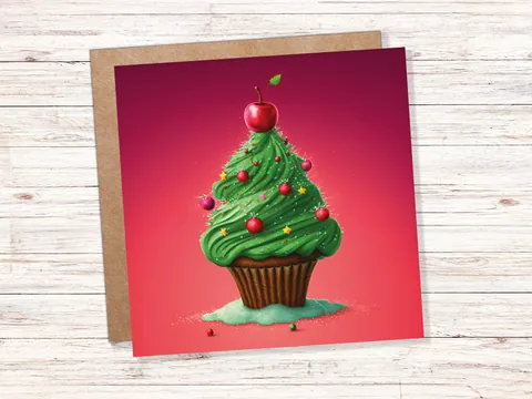 Cupcake Christmas Card – Red Sprinkles