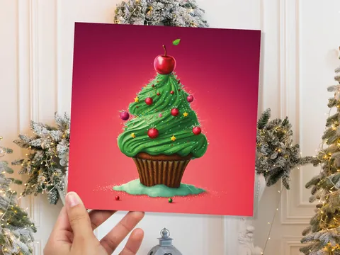 Cupcake Christmas Card – Red Sprinkles - View 3