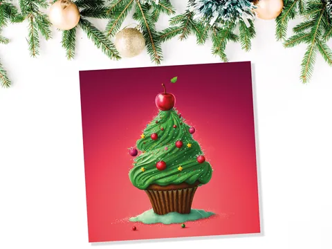 Cupcake Christmas Card – Red Sprinkles - View 6