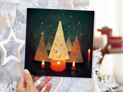 Candle Flame Christmas Tree Card - View 3