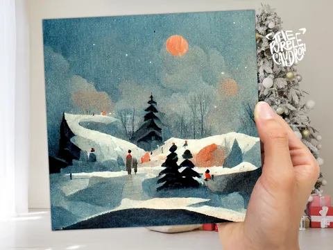 Watercolour Snowy Ski Hills Card - View 6