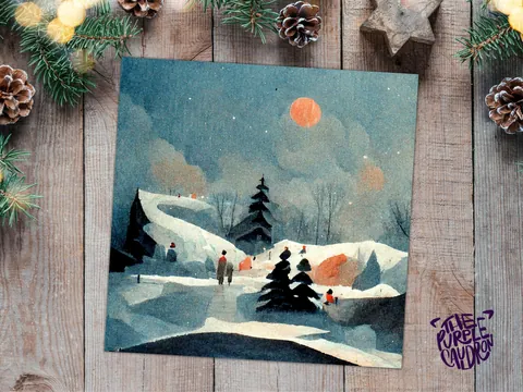 Watercolour Snowy Ski Hills Card - View 7