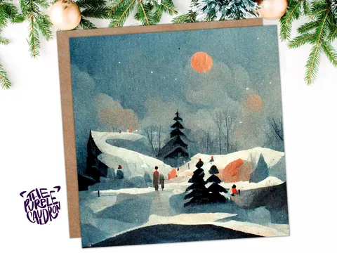 Watercolour Snowy Ski Hills Card - View 5