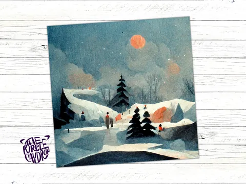 Watercolour Snowy Ski Hills Card - View 3