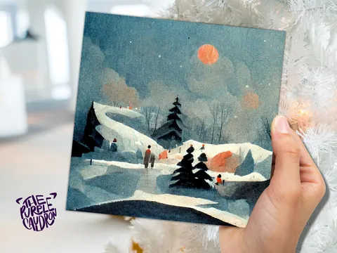 Watercolour Snowy Ski Hills Card - View 2