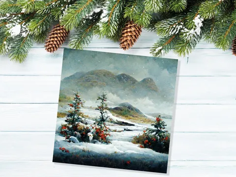 Snowy Scottish Mountain Landscape Card - View 4