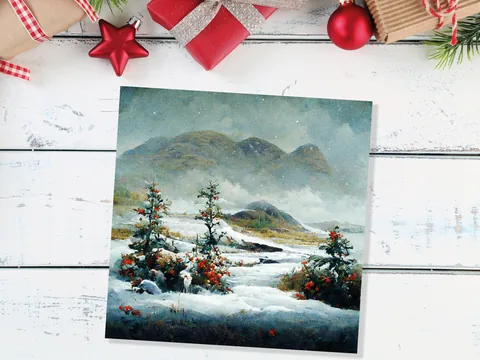 Snowy Scottish Mountain Landscape Card - View 7