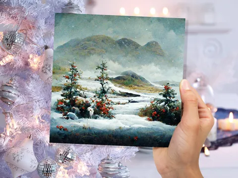 Snowy Scottish Mountain Landscape Card - View 2