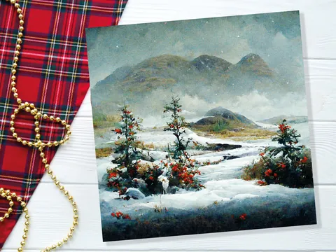 Snowy Scottish Mountain Landscape Card