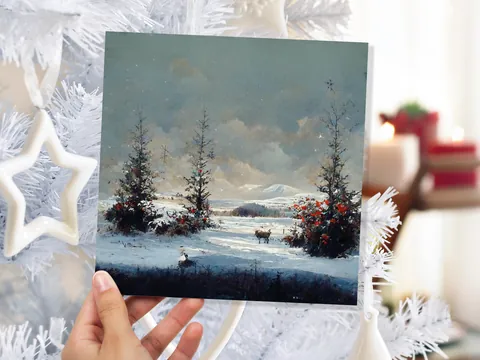 Snowy Highland Fir Trees Card - View 4