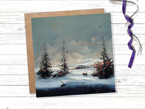 Snowy Highland Fir Trees Card - View 2