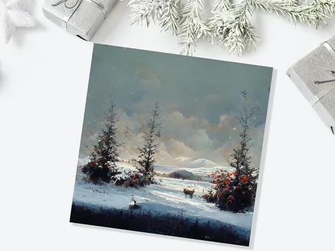 Snowy Highland Fir Trees Card - View 5