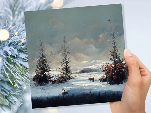 Snowy Highland Fir Trees Card - View 3