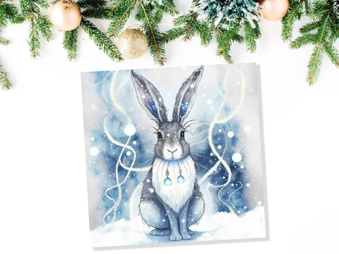 Winter Hare Card – Glowing Snow Lights - View 6