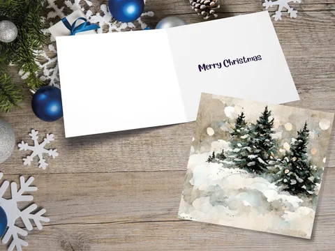 White Christmas Card – Snowy Trees - View 4