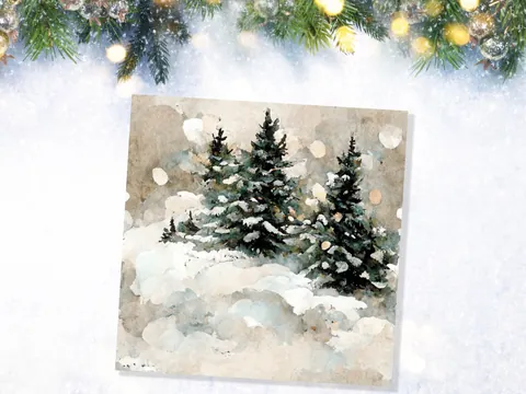 White Christmas Card – Snowy Trees - View 8
