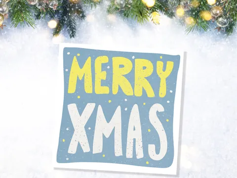Merry Christmas Card – Blue and Yellow - View 10