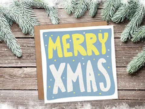 Merry Christmas Card – Blue and Yellow