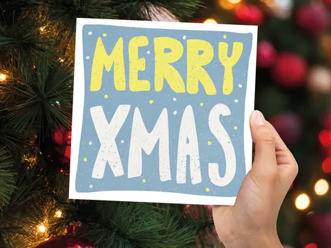 Merry Christmas Card – Blue and Yellow - View 9