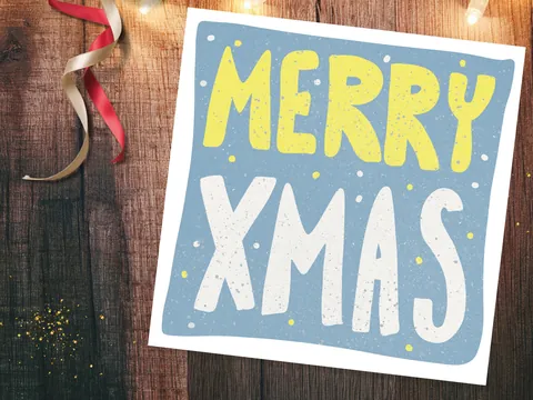 Merry Christmas Card – Blue and Yellow - View 7