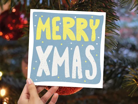 Merry Christmas Card – Blue and Yellow - View 5